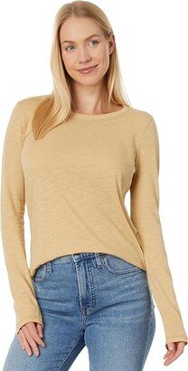 Whisper Cotton Rib-Crewneck Long-Sleeve Tee (Desert Dune) Women's Clothing