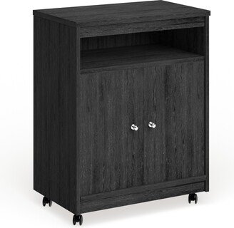 Porch & Den Alley Black Ebony Ash Microwave Cart