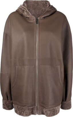 Shearling-Lined Reversible Leather Coat