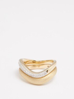 Rainbow K Wave Diamond & 9kt Gold Double Ring