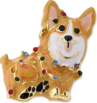 Gold-Tone Multicolor Pave Corgi Dog Pin, Created for Macy's