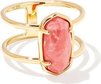 Elyse 18k Gold Vermeil Double Band Ring in Pink Rhodochrosite