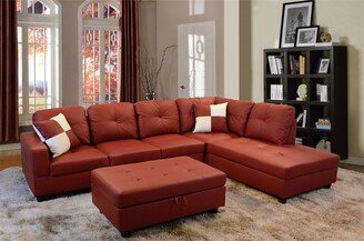 LifeStyle Furniture 3-Pieces Sectional Sofa Set,Right Facing Red