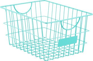 Large Wire Storage Basket w/ Label Aqua