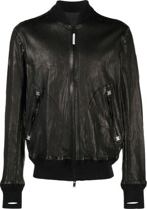 Zip-Detail Leather Jacket