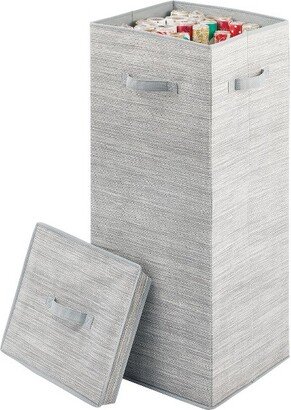 mDesign Tall Gift-Wrapping Paper Storage Box with Handles + Removable Lid - , Taupe