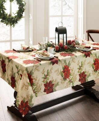 Festive Poinsettia Holiday Rectangle Tablecloth, 60 x 84