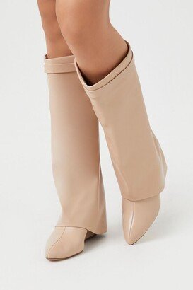 Women's Faux Leather Wedge Boots in Nude, 7