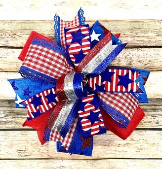 Patriotic Bow For Wreath, Memorial Day, July 4Th, Lantern, Wreath Free Shipping, Summer Bow, Tree Topper