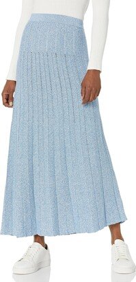 Women's HS0063-Marled Sweater Pleated Skirt