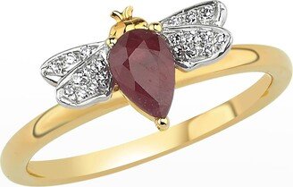 BeeGoddess Diamond and Ruby Bee Ring
