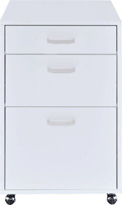 3 Drawers File Cabinet in White High Gloss and Chrome Finish