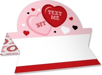 Big Dot of Happiness Conversation Hearts - Valentine’s Day Party Tent Buffet Card - Table Setting Name Place Cards - Set of 24