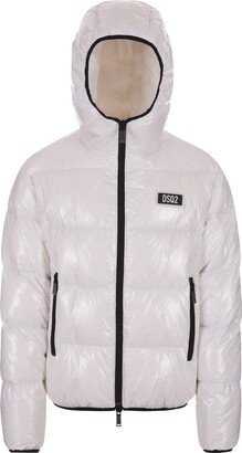 Puffer Bomber Jacket In White