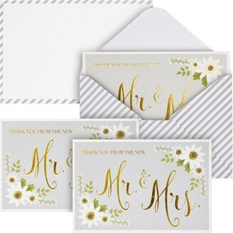 Sustainable Greetings 48-Pack Gold Foil Thank You From The New Mr and Mrs Cards with Envelopes, Bulk Decorative Striped Cards for Wedding, 4 x 6 in