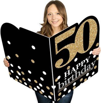 Big Dot of Happiness Adult 50th Birthday - Gold - Happy Birthday Giant Greeting Card - Big Shaped Jumborific Card