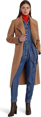 Belted Wool-Blend Wrap Coat (Classic Camel) Women's Vest