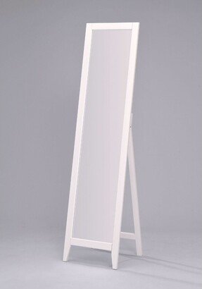 Contemporary Bedroom Floor Mirror in White Wood Finish - 15