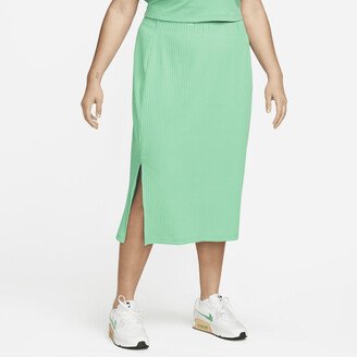 Women's Sportswear High-Waisted Ribbed Jersey Skirt (Plus Size) in Green