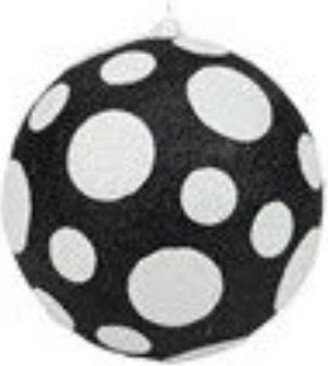 4.75 Glitter Black with White Polka Dot Ball