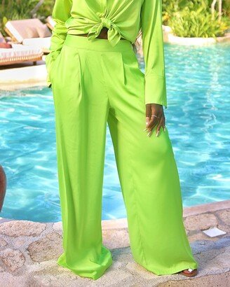 Women's Lime Wide Leg Pants by @thejenniejenkins