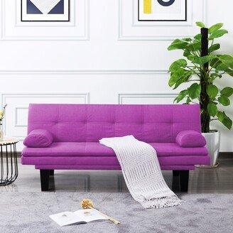 GEROJO Purple 63.4 Futon Sofa Bed, Adjustable Backrest and Right Facing Seat, Tufted Cushions, Multifunctional Convertible Sleeper