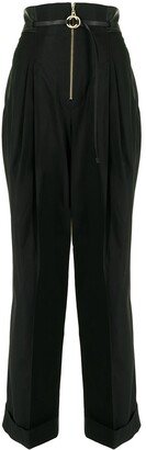 High-Waist Straight Trousers-AF