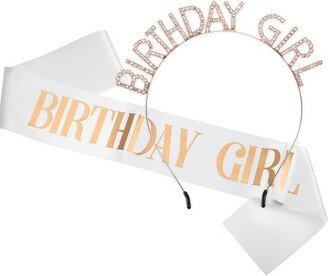 Unique Bargains Birthday Letter Sash Headband Rose Gold Tone