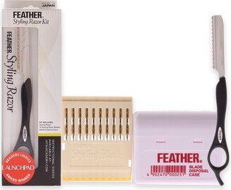 Feather Styling Razor Kit by for Unisex - 3 Pc 1Pc Styling Razor, 10 Feather Standard Blades, 1Pc Blade Disposal Case