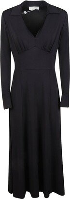 V-Neck Long-Sleeved Maxi Dress