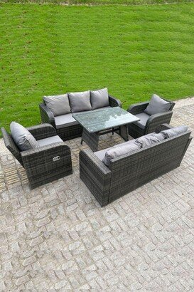 Fimous Outdoor Rattan Sofa Set Dining Table Recling Arm Chairs Lounge Sofa