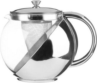 Dunelm Stainless Steel 1.1L Infuser Glass Teapot Silver