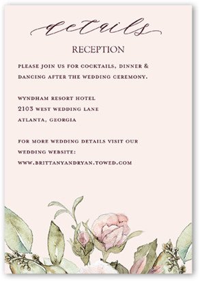 Enclosure Cards: Rose Bouquet Wedding Enclosure Card, Pink, Matte, Pearl Shimmer Cardstock, Square