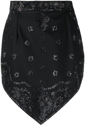 Crystal-Embellished Bandana Mini Skirt