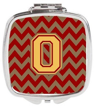 CJ1048-OSCM Letter O Chevron Garnet & Gold Compact Mirror