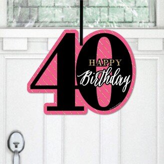 Big Dot Of Happiness Chic 40th Birthday , Black & Gold - Outdoor Front Door Decor - 1 Pc Sign