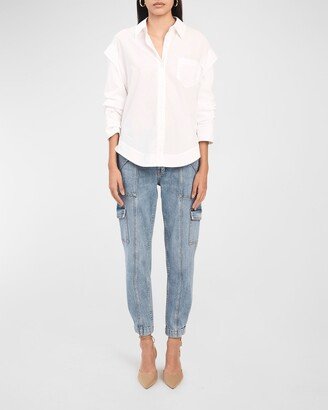 Marley Button-Front Ruched Sleeve Shirt