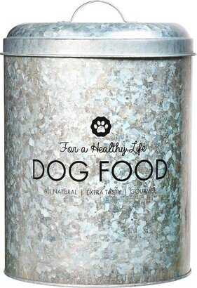 Amici Pet Buster Healthy Life Dog Food Large Galvanized Metal Storage Bin, Airtight with Lid and Metal Handles, 17 lbs Dry Food Capacity