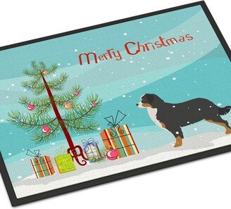 24 in x 36 in Bernese Mountain Dog Merry Christmas Tree Door Mat Indoor/Outdoor