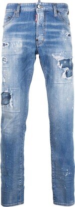 Paint-Splatter Slim-Fit Jeans