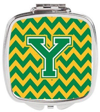 CJ1059-YSCM Letter Y Chevron Green & Gold Compact Mirror