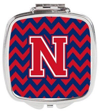 CJ1054-NSCM Letter N Chevron Yale Blue & Crimson Compact Mirror