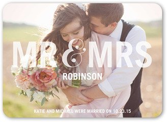 Wedding Announcements: Social Titles Wedding Announcement, White, Matte, Signature Smooth Cardstock, Rounded