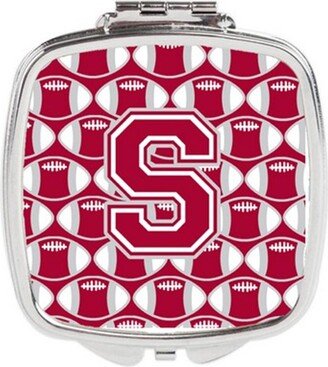 CJ1065-SSCM Letter S Football Crimson, Grey & White Compact Mirror