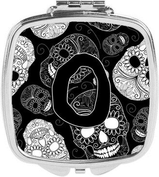 CJ2008-OSCM Letter O Day of the Dead Skulls Black Compact Mirror