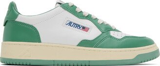 White & Green Medalist Low Sneakers