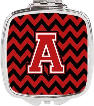 CJ1047-ASCM Letter A Chevron Black & Red Compact Mirror