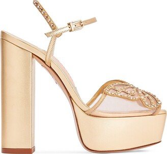 Farfalla Leather & Crystal Platform Sandals