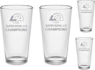 Set - Super Bowl 56 Los Angeles Rams Champions Pint Beer Glasses Etched Tumblers Drinkware 16 Oz. Cocktail Mixing Glass