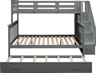 hommetree Twin Over Full Bunk Bed with Twin size Trundle and Storage Stairway